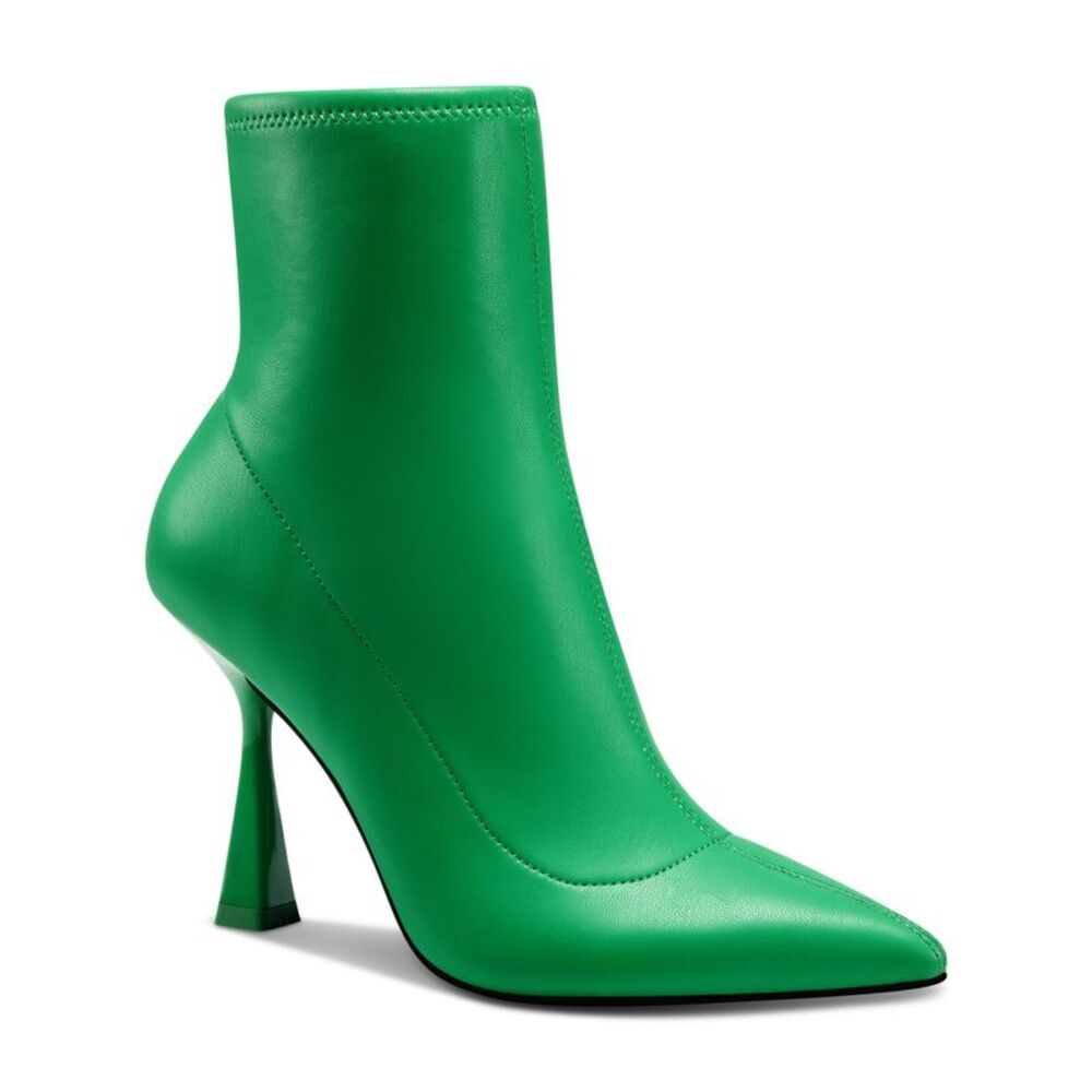 BAR III Womens Green Stretch Comfort Olevia Pointed Toe Flare Zip-Up Booties 9 M